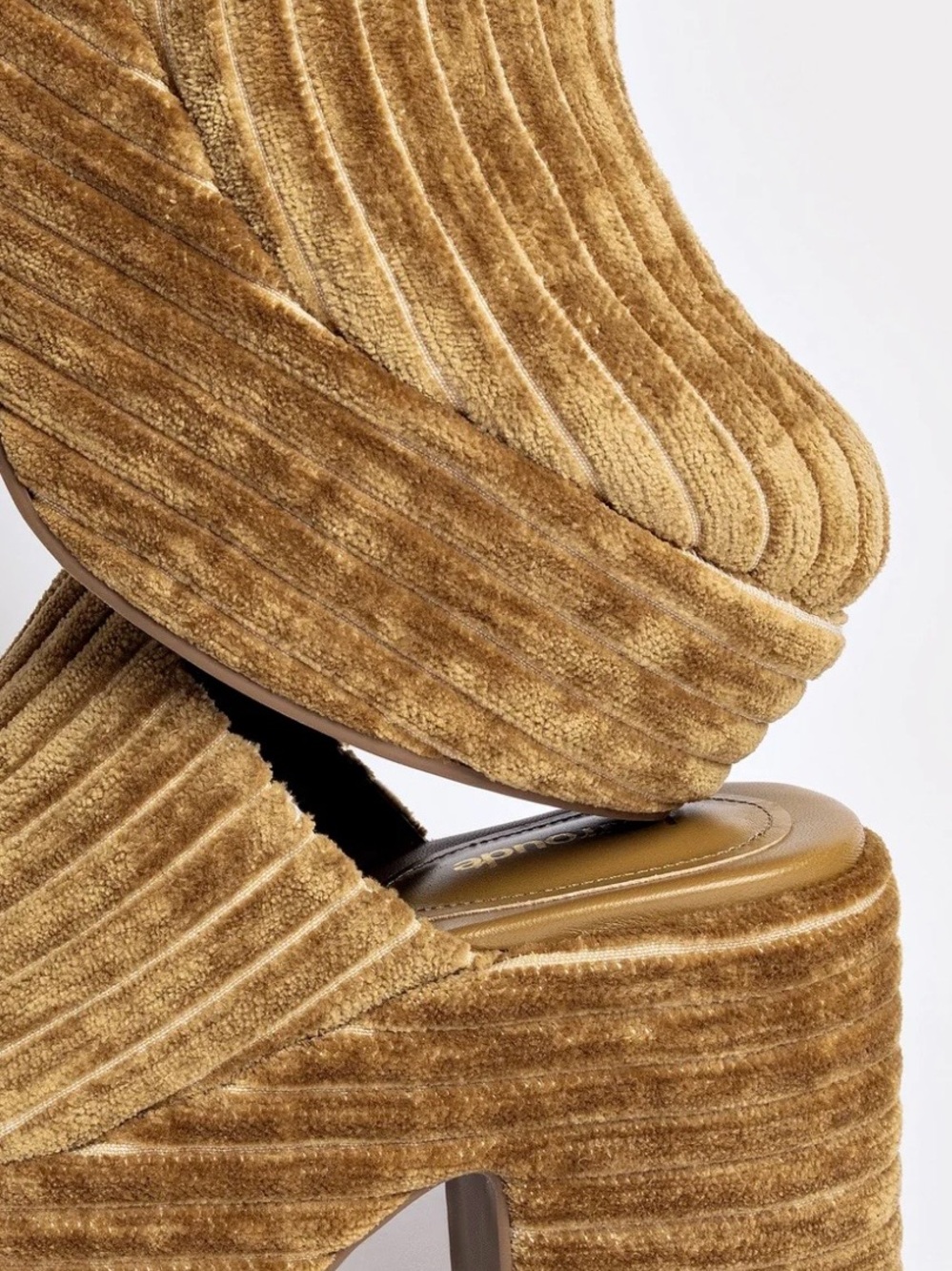 Larroude Latte Velvet Clogs - Picture 7 of 12